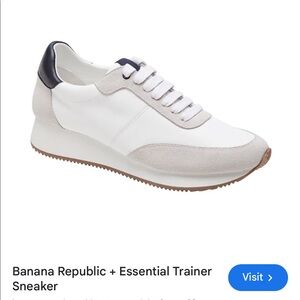 Banana republic white leather retro track sneakers essential trainers